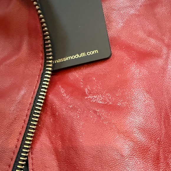 MASSIMO DUTTI 4744 Jacket Women's MEDIUM Leather Asymmetrical Zip Polo Collar - Picture 10 of 12